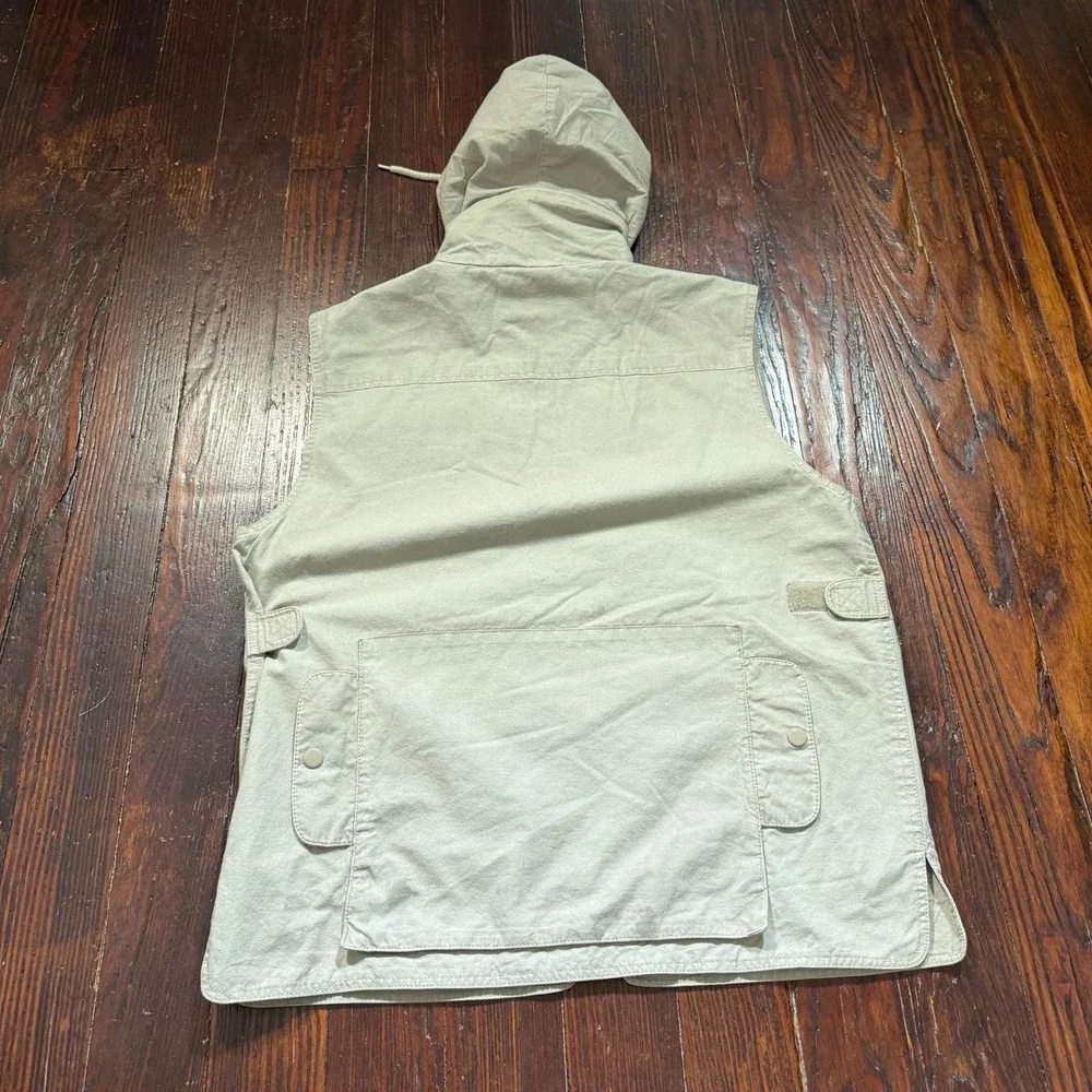 VTG Banana Republic Safari Vest Mens Medium Khaki‎ Hooded Utility 80s 90s